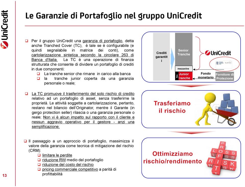 Le attività soggette a cartolarizzazione, pertanto, restano nel bilancio dell Originator, mentre il Garante (in gergo protection seller) rilascia o una garanzia personale o reale; Non vi è alcun