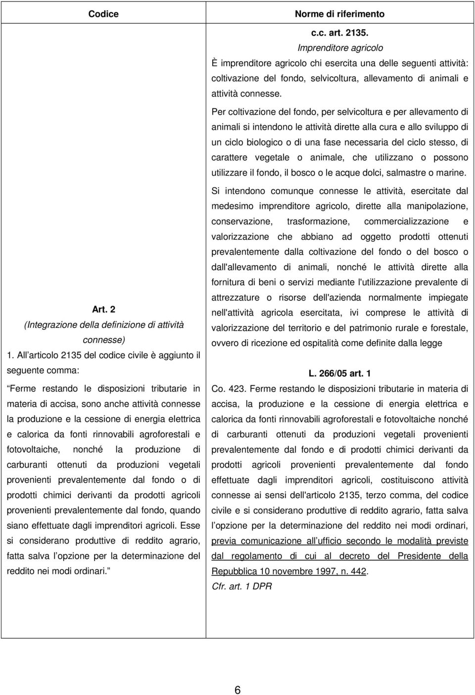 di carattere vegetale o animale, che utilizzano o possono utilizzare il fondo, il bosco o le acque dolci, salmastre o marine. Art. 2 (Integrazione della definizione di attività connesse) 1.