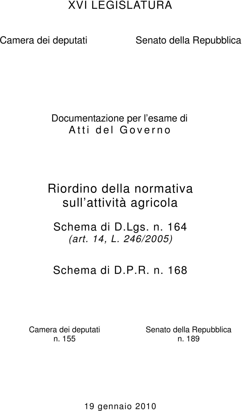 agricola Schema di D.Lgs. n.