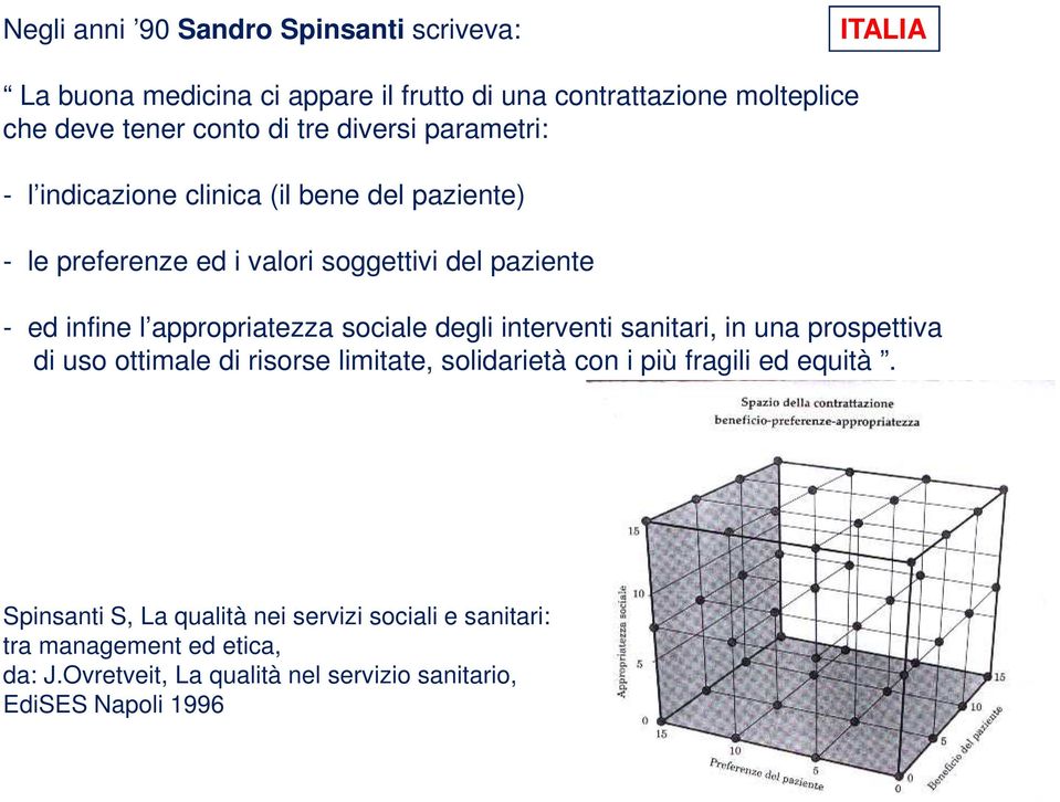 appropriatezza sociale degli interventi sanitari, in una prospettiva di uso ottimale di risorse limitate, solidarietà con i più fragili ed