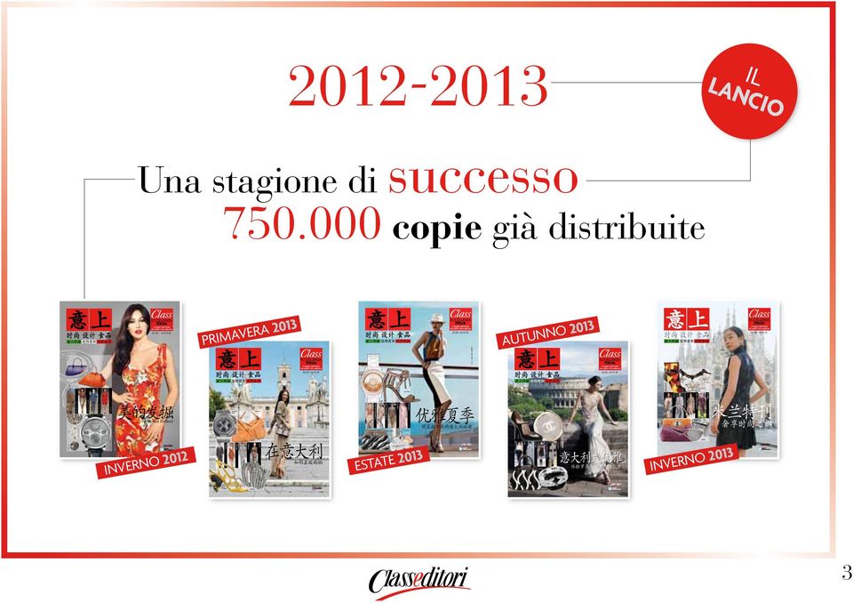 000 copie già distribuite PRIMAVERA 2013 3 / 2013 total look Hermès AUTUNNO 2013 5 / 2013 / 2013 4 / 2013 Bulgari Bcbg-Max Azria ermenegildo Zegna