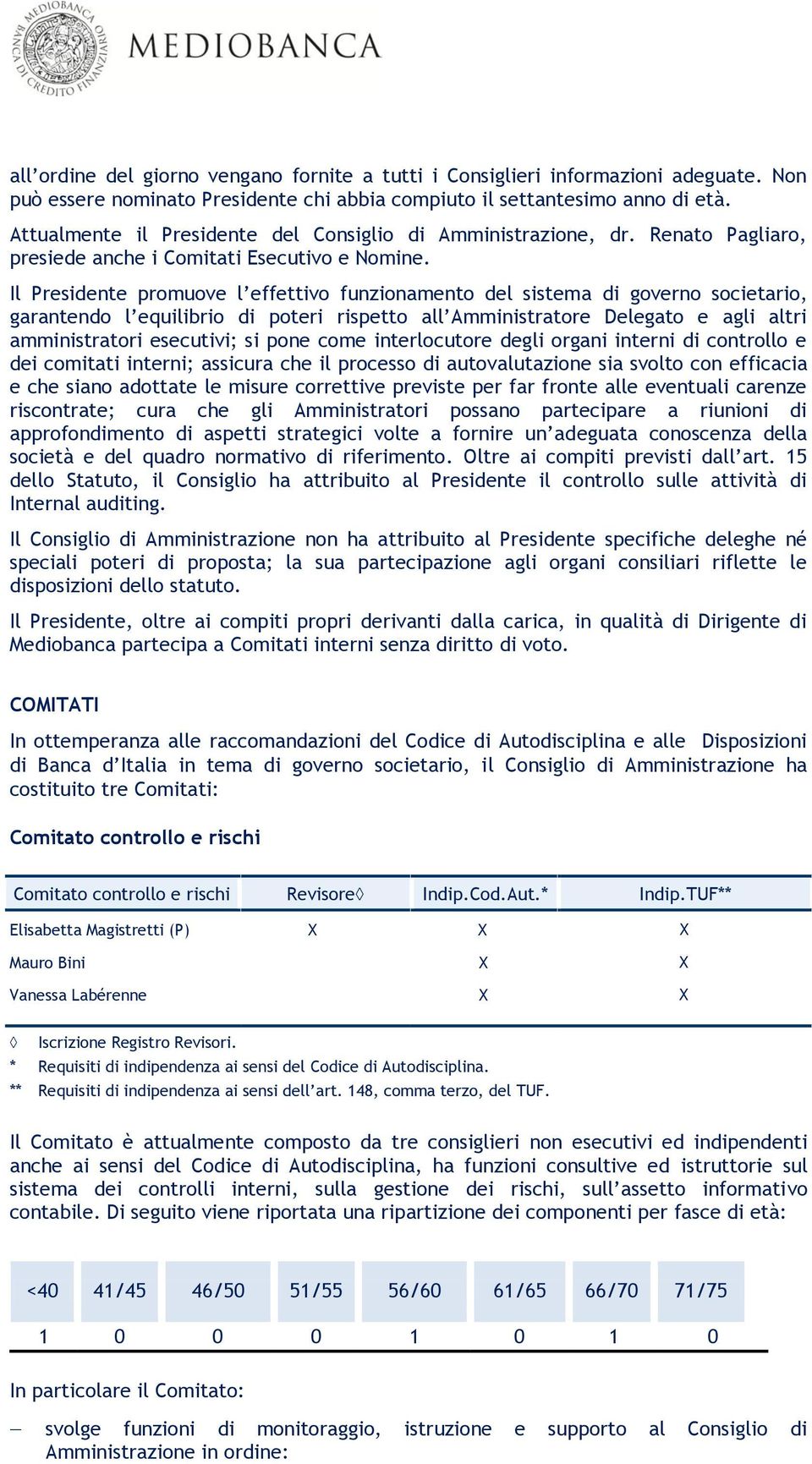 Il Presidente promuove l effettivo funzionamento del sistema di governo societario, garantendo l equilibrio di poteri rispetto all Amministratore Delegato e agli altri amministratori esecutivi; si