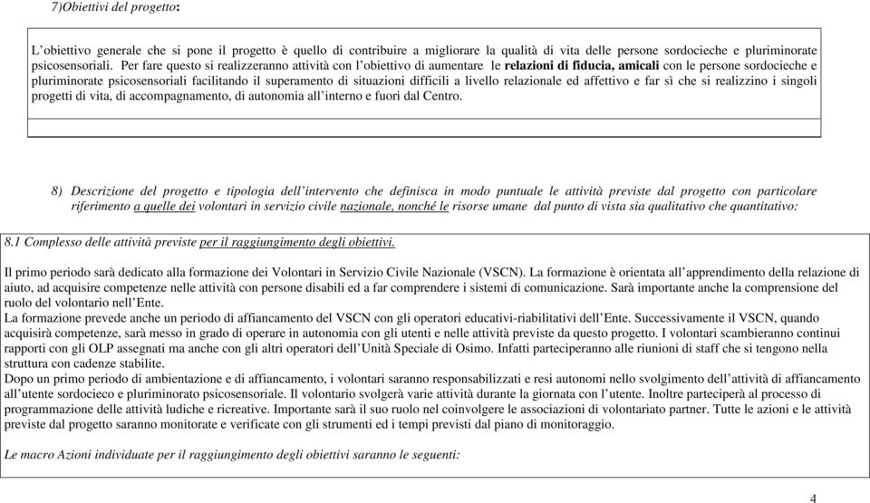 situazioni difficili a livello relazionale ed affettivo e far sì che si realizzino i singoli progetti di vita, di accompagnamento, di autonomia all interno e fuori dal Centro.