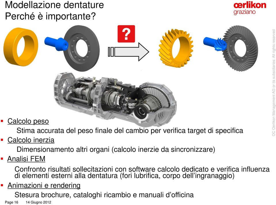 Dimensionamento altri organi (calcolo inerzie da sincronizzare) Analisi FEM Confronto risultati sollecitazioni con