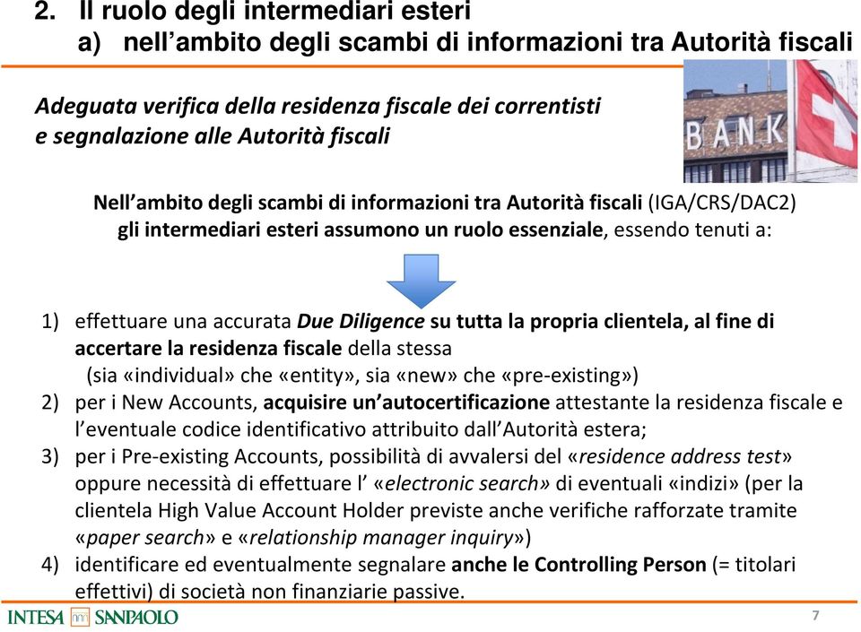 la propria clientela, al fine di accertare la residenza fiscale della stessa (sia «individual» che «entity», sia «new» che «pre existing») 2) per i New Accounts, acquisire un autocertificazione