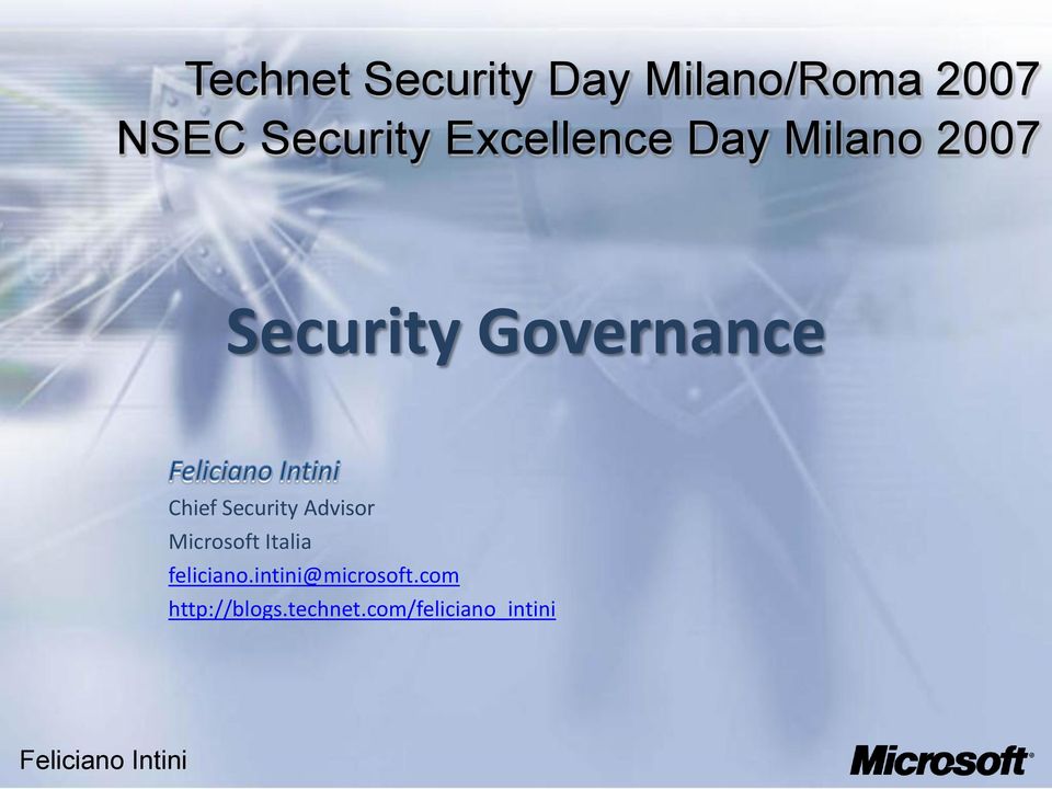Security Advisor Microsoft Italia feliciano.