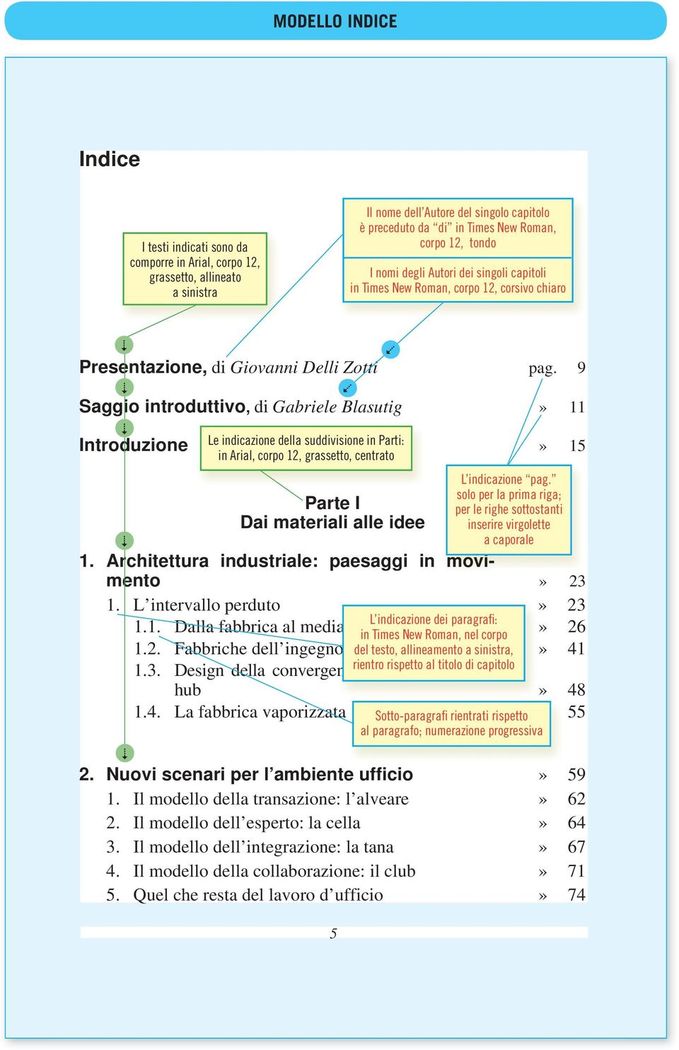 9 Saggio introduttivo, di Gabriele Blasutig» 11 Introduzione Le indicazione della suddivisione in Parti:» 15 in Arial, corpo 12, grassetto, centrato Parte I Dai materiali alle idee 1.