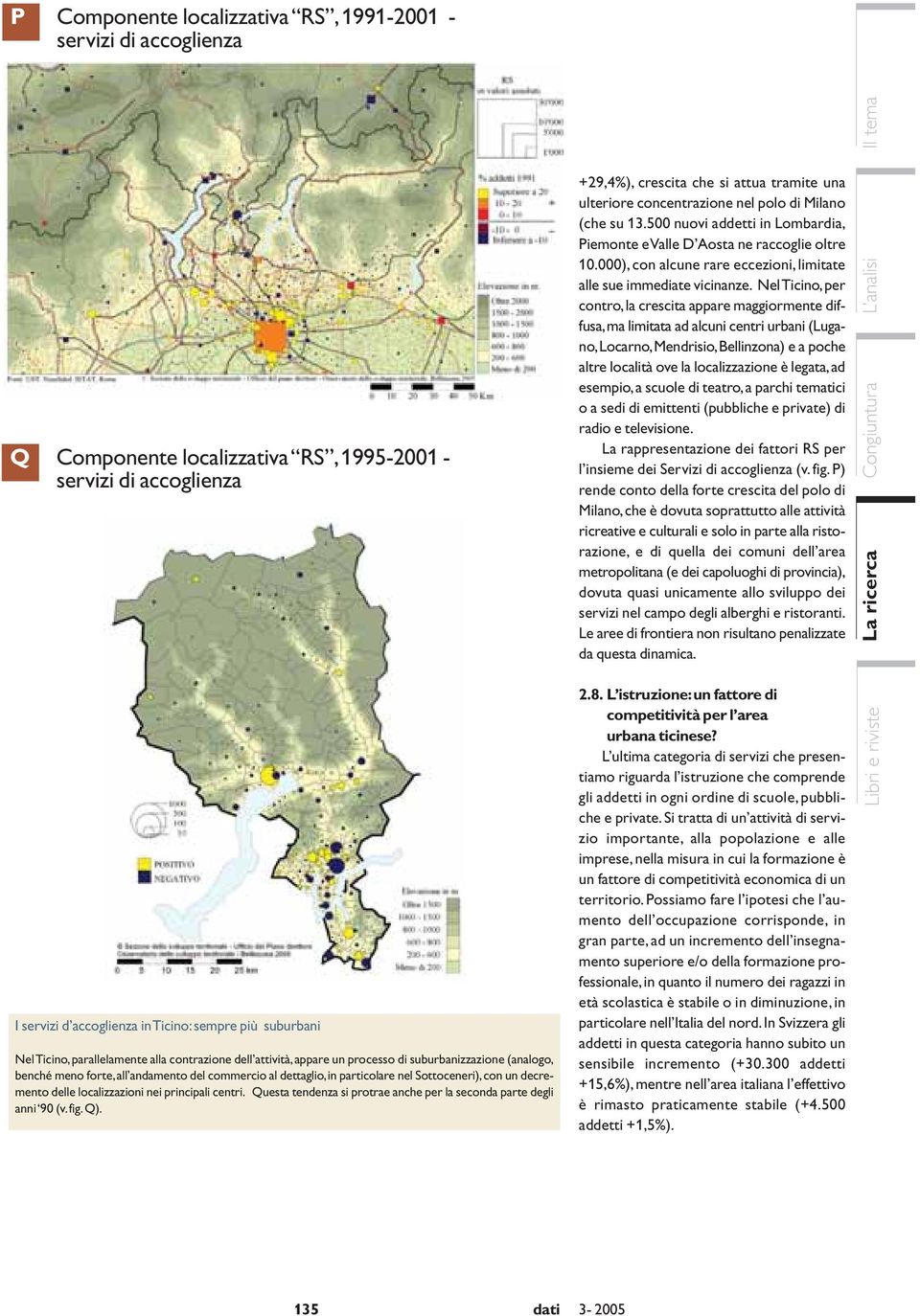 un decremento delle localizzazioni nei principali centri. Questa tendenza si protrae anche per la seconda parte degli anni 90 (v.fig.q).