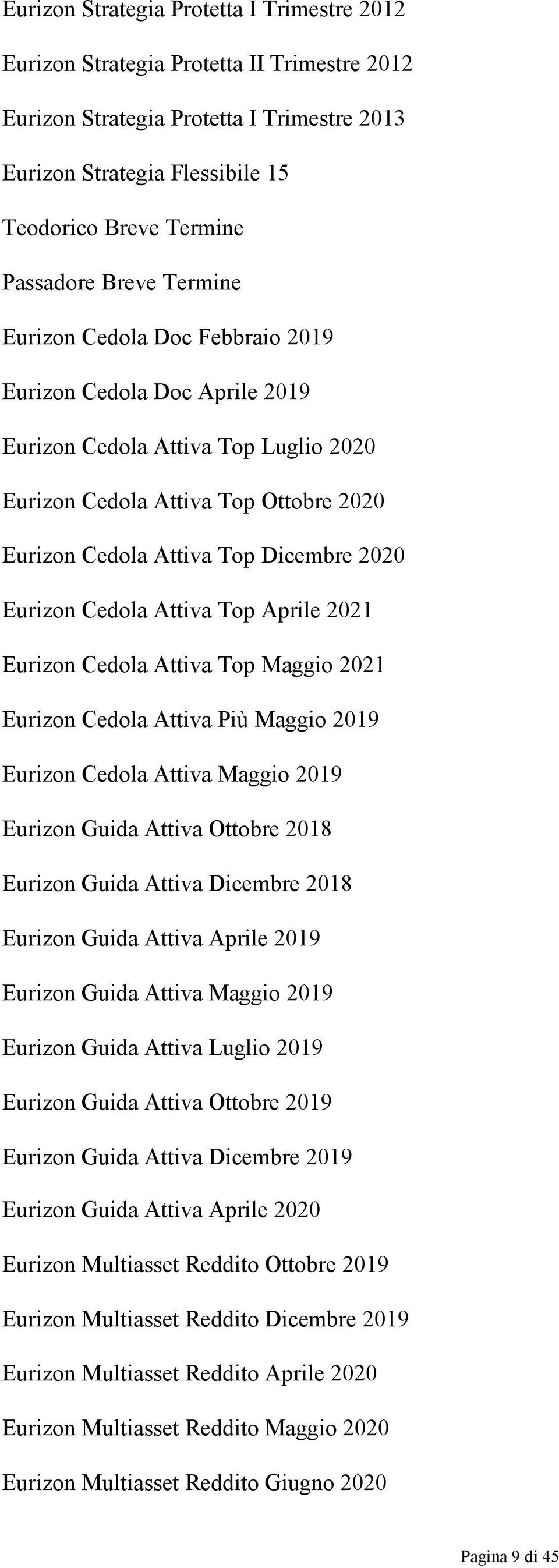 Eurizon Cedola Attiva Top Aprile 2021 Eurizon Cedola Attiva Top Maggio 2021 Eurizon Cedola Attiva Più Maggio 2019 Eurizon Cedola Attiva Maggio 2019 Eurizon Guida Attiva Ottobre 2018 Eurizon Guida