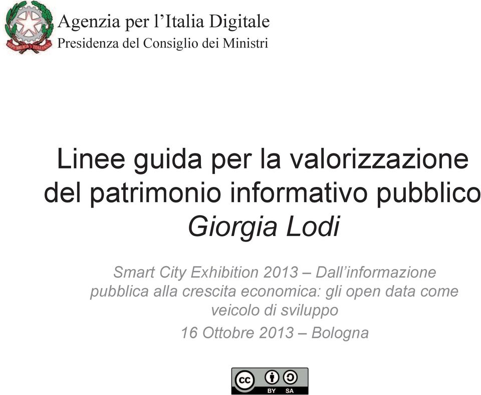 2013 Dall informazione pubblica alla crescita