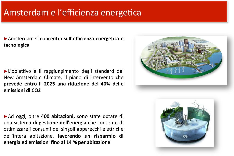 di CO2 Ad oggi, oltre 400 abitazioni, sono state dotate di uno sistema di ges1one dell energia che consente di o:mizzare i