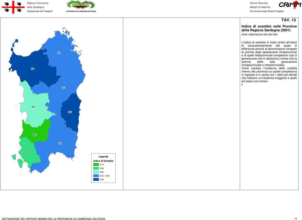 spostamenti intraprovinciali e di quelli interprovinciali complessivi (sia in generazione che in attrazione) invece che la somma della sola generazione (intraprovinciale e