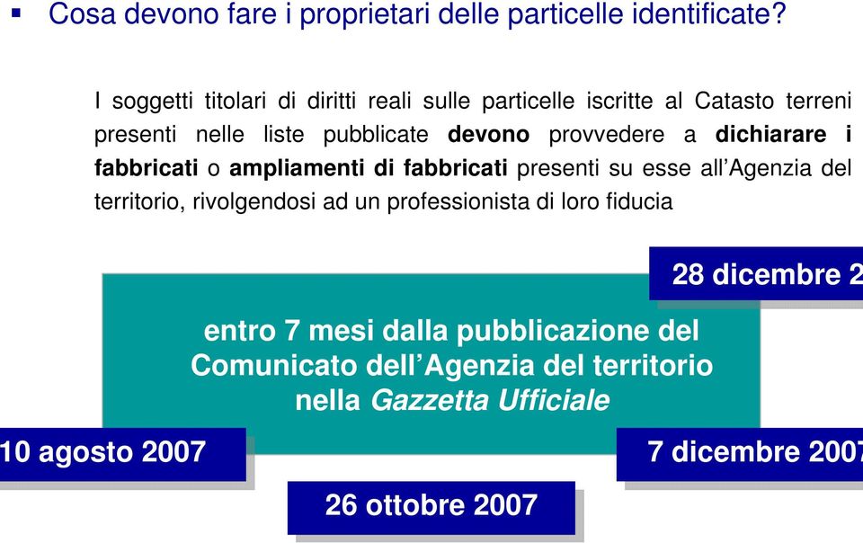 provvedere a dichiarare i fabbricati o ampliamenti di fabbricati presenti su esse all Agenzia del territorio, rivolgendosi ad