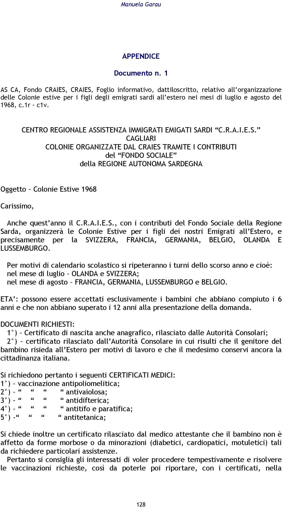 1r c1v. CENTRO REGIONALE ASS