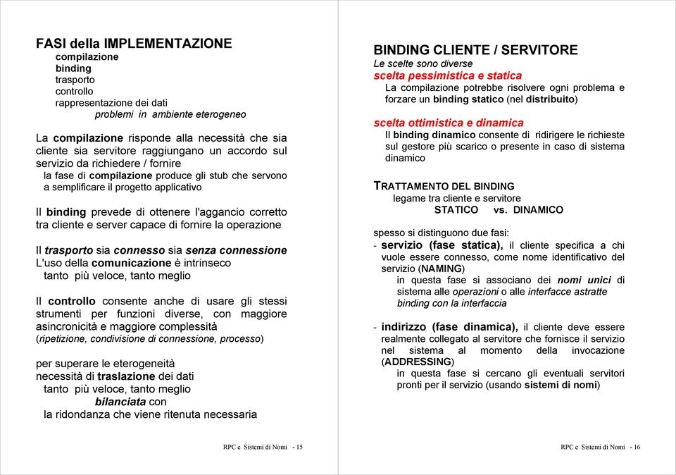 corretto tra cliente e capace di fornire la operazione Il trasporto sia connesso sia senza connessione L'uso della comunicazione è intrinseco tanto più veloce, tanto meglio Il controllo consente