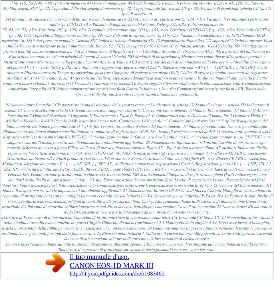 34) Maniglia di rilascio del coperchio dello slot scheda di memoria (p. 32) Microfono di registrazione (p. 124) <H> Pulsante di protezione/registrazione audio (p.