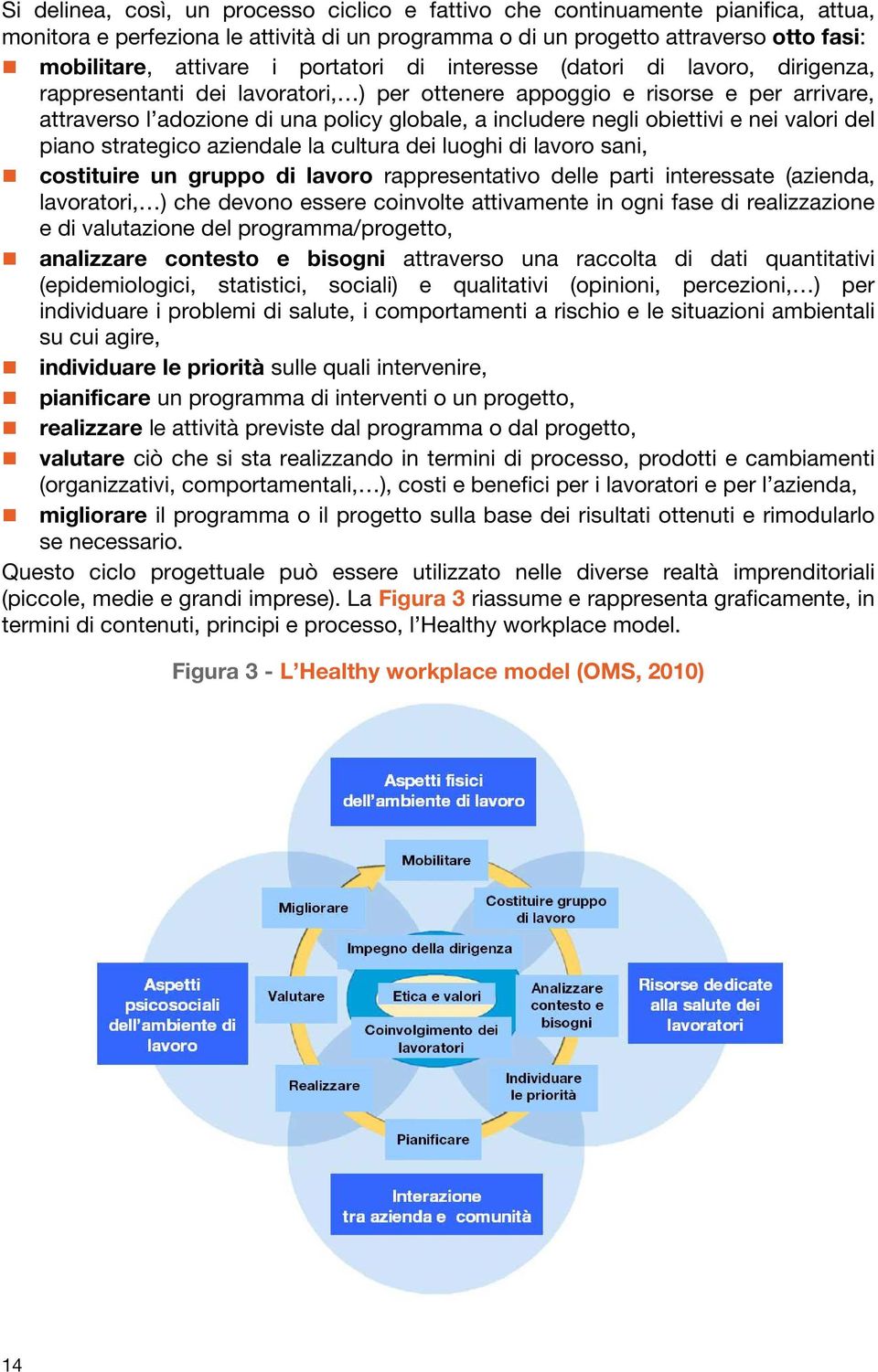 obiettivi e nei valori del piano strategico aziendale la cultura dei luoghi di lavoro sani, costituire un gruppo di lavoro rappresentativo delle parti interessate (azienda, lavoratori, ) che devono