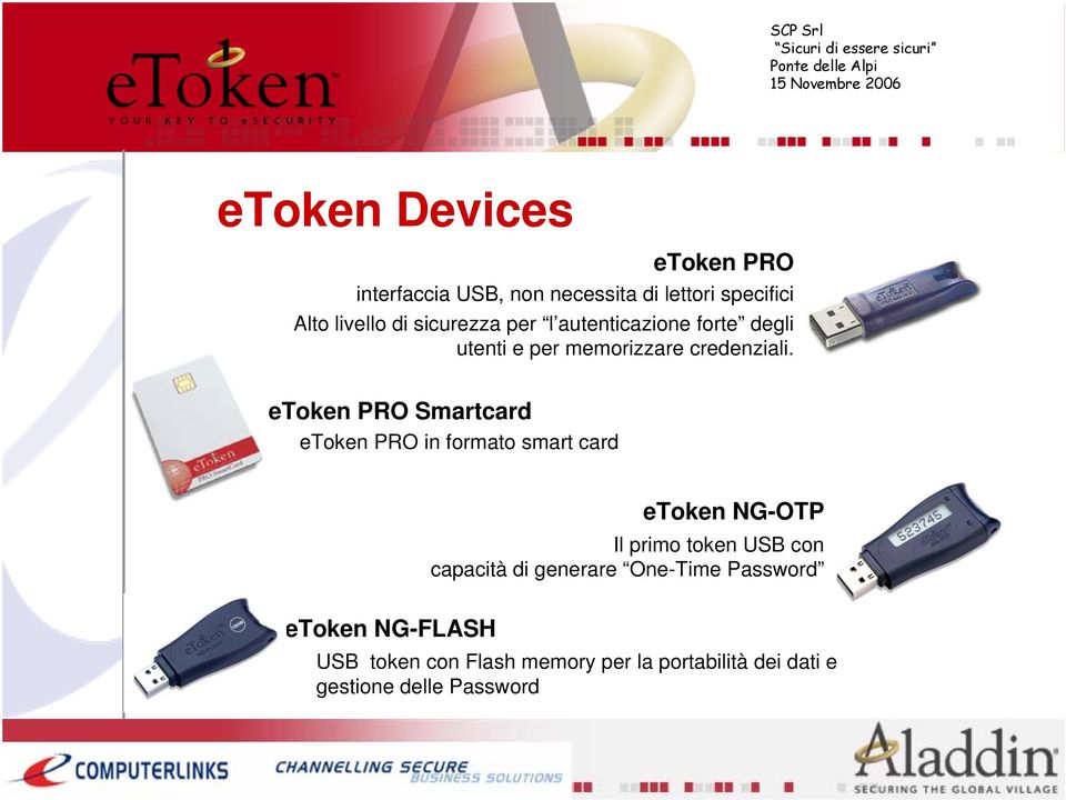 etoken PRO Smartcard etoken PRO in formato smart card etoken NG-OTP Il primo token USB con capacità