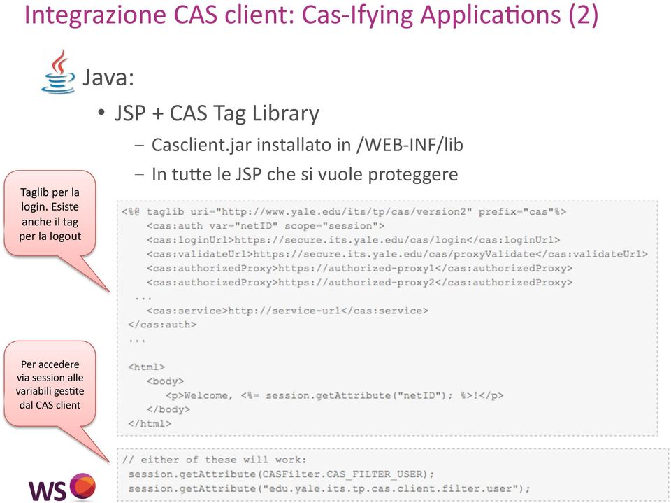 Esiste anche il tag per la logout Java: JSP + CAS Tag Library