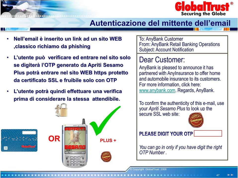 OR PLUS + OTP To: AnyBank Customer From: AnyBank Retail Banking Operations Subject: Account Notification Dear Customer: AnyBank is pleased to announce it has