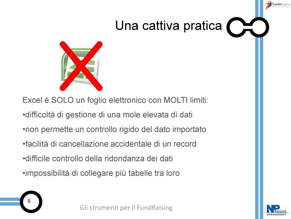 rigido del dato importato facilità di cancellazione accidentale di un record