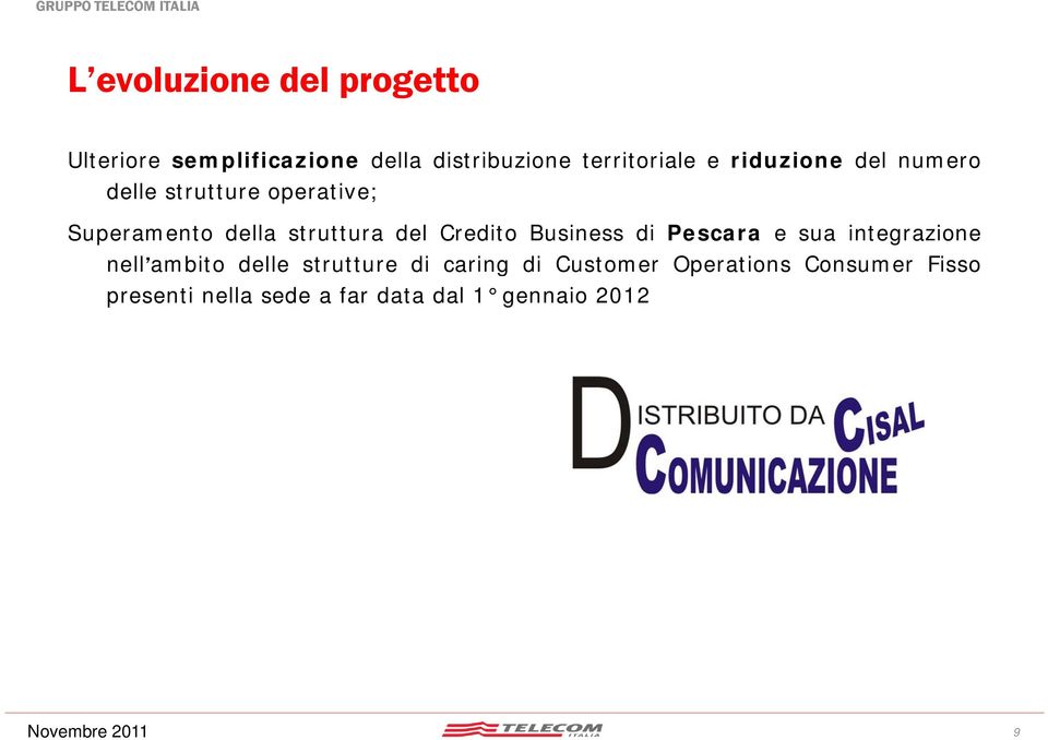 Business di Pescara e sua integrazione nell ambito delle strutture di caring di Customer