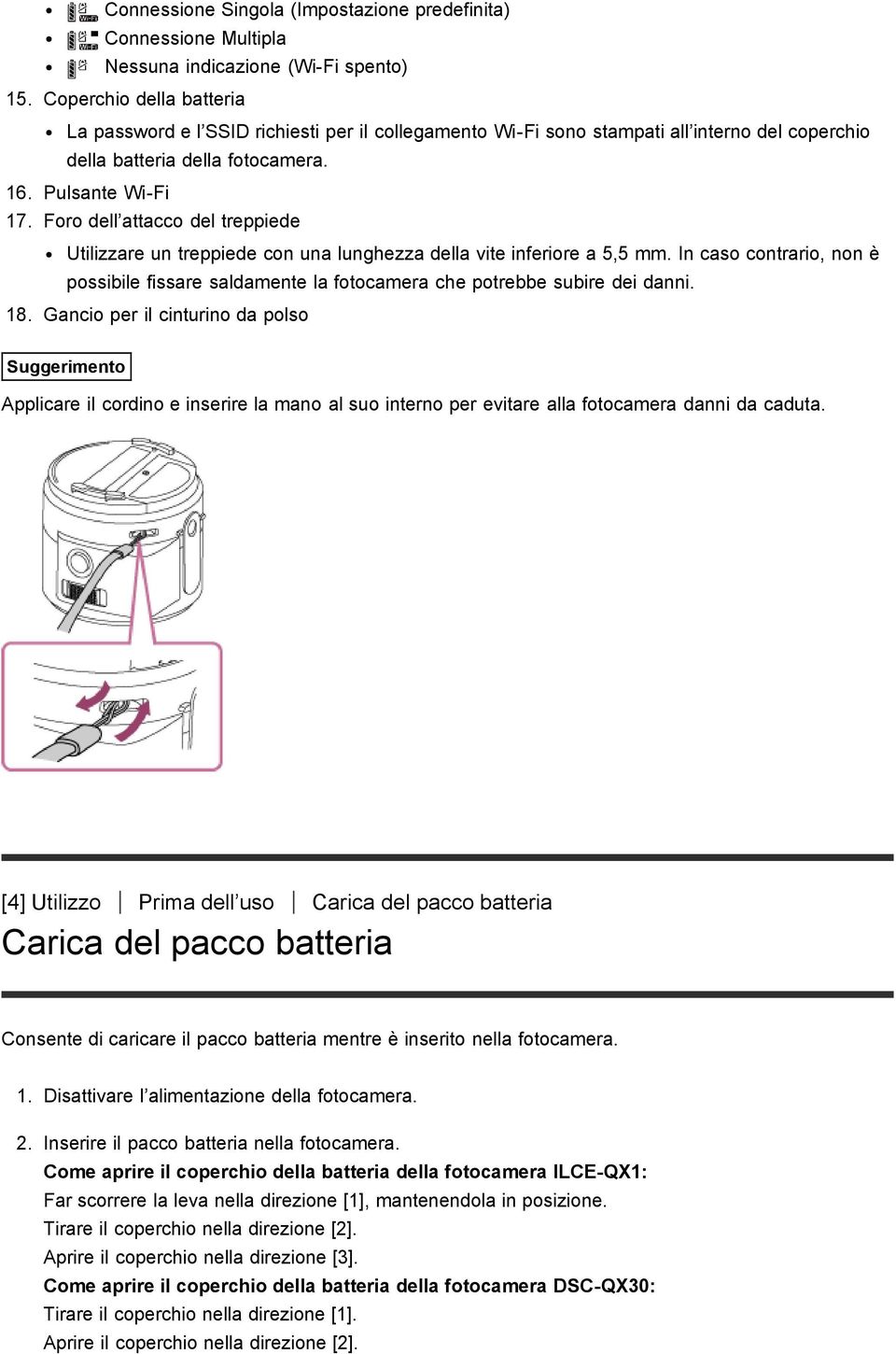 Foro dell attacco del treppiede Utilizzare un treppiede con una lunghezza della vite inferiore a 5,5 mm.