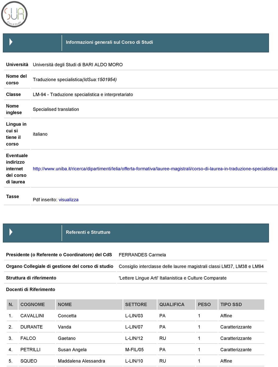 it/ricerca/dipartimenti/lelia/offerta-formativa/lauree-magistrali/corso-di-laurea-in-traduzione-specialistica Tasse Pdf inserito: visualizza Referenti e Strutture Presidente (o Referente o