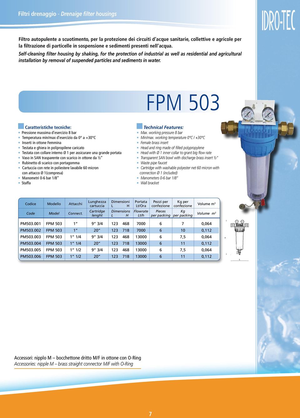 Self-cleaning filter housing by shaking, for the protection of industrial as well as residential and agricultural installation by removal of suspended particles and sediments in water.