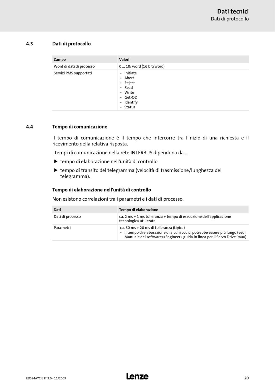 I tempi di comunicazione nella rete INTERBUS dipendono da... tempo di elaborazione nell'unità di controllo tempo di transito del telegramma (velocità di trasmissione/lunghezza del telegramma).