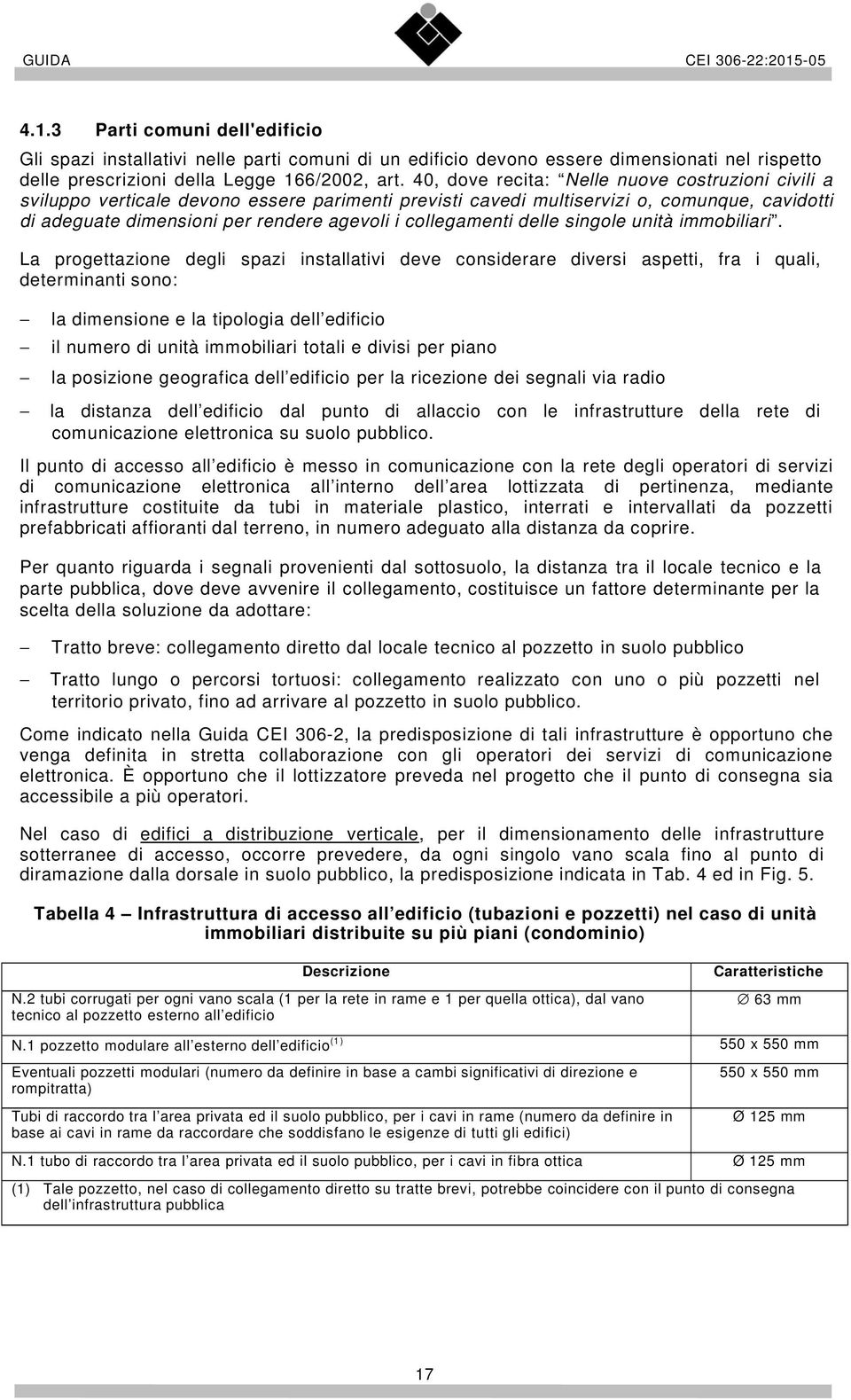 collegamenti delle singole unità immobiliari.