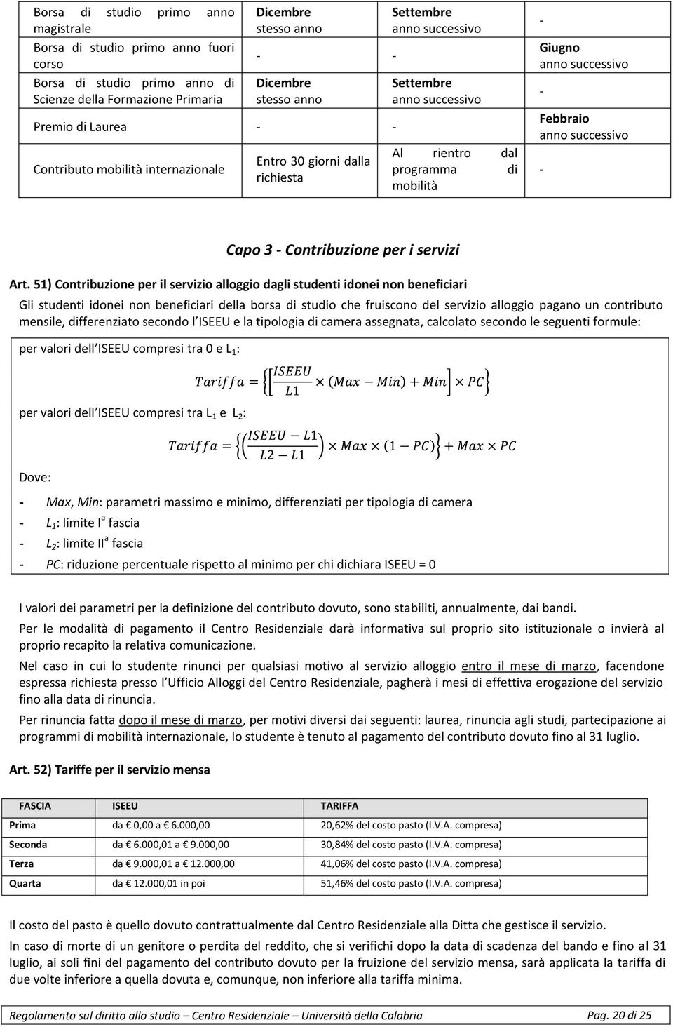 Febbraio anno successivo - Capo 3 - Contribuzione per i servizi Art.