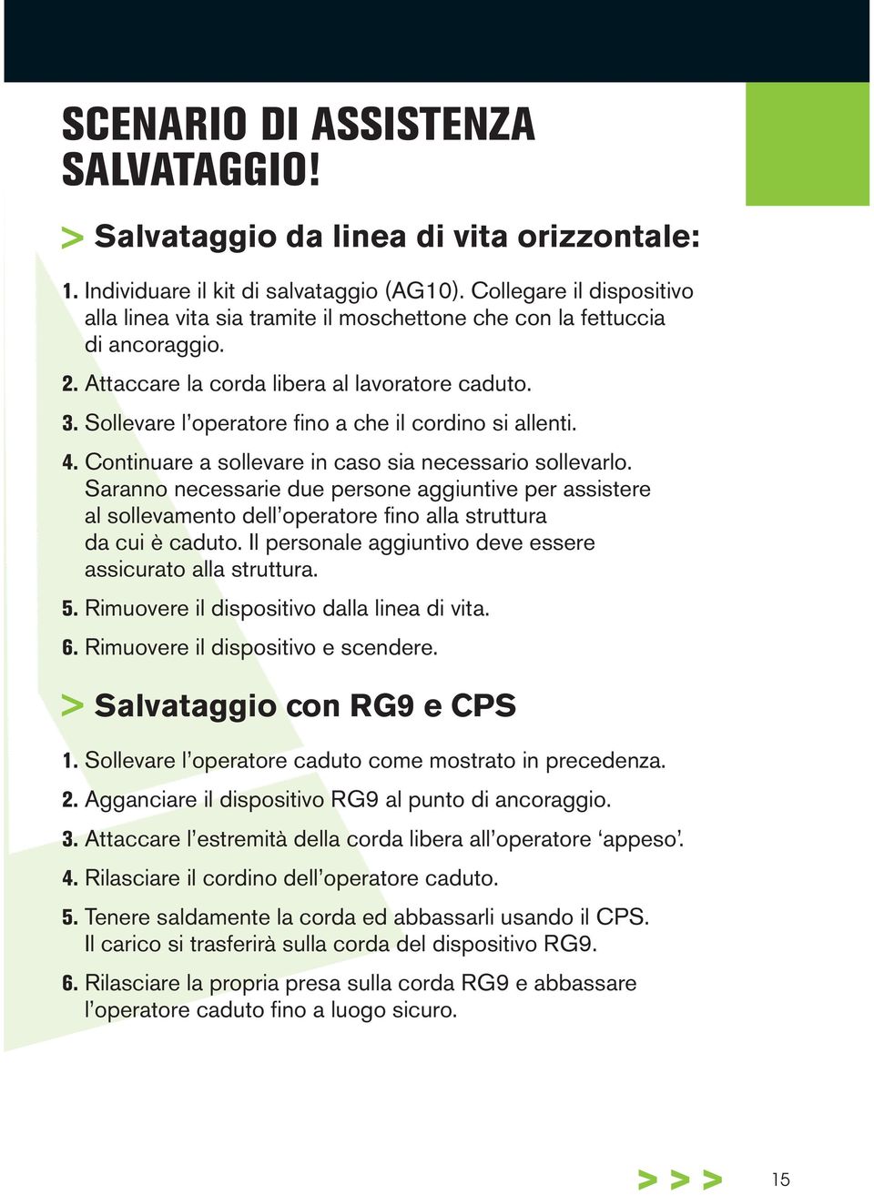 Sollevare l operatore fino a che il cordino si allenti. 4. Continuare a sollevare in caso sia necessario sollevarlo.