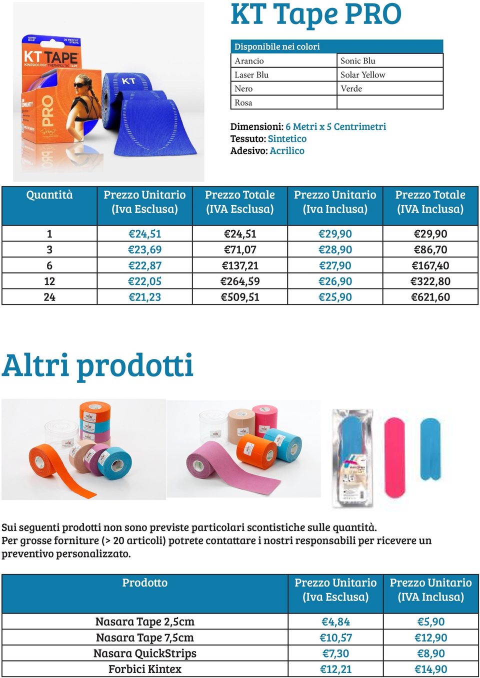 previste particolari scontistiche sulle quantità.