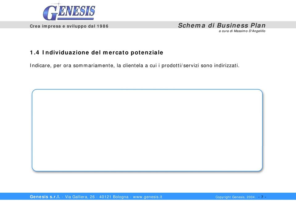 sono indirizzati. Genesis s.r.l.