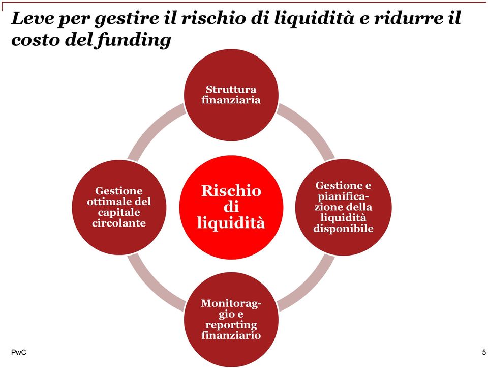 circolante Rischio di liquidità Gestione e pianificazione della