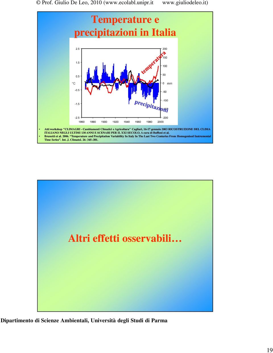 A cura di Buffoni et al. Brunetti et al. 2006.