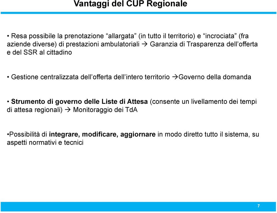 domanda Strumento di governo delle Liste di Attesa (consente un livellamento dei tempi di attesa regionali) Monitoraggio dei TdA Possibilità di