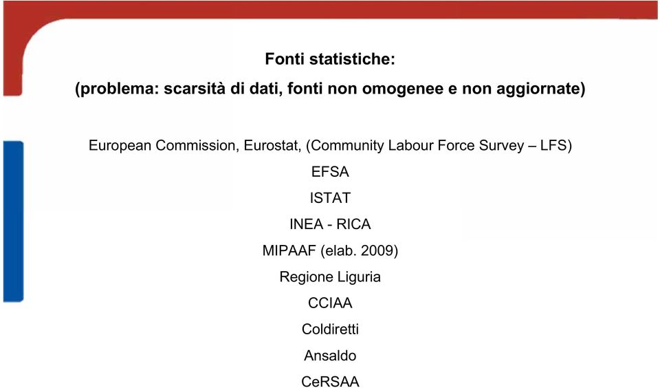 (Community Labour Force Survey LFS) EFSA ISTAT INEA - RICA