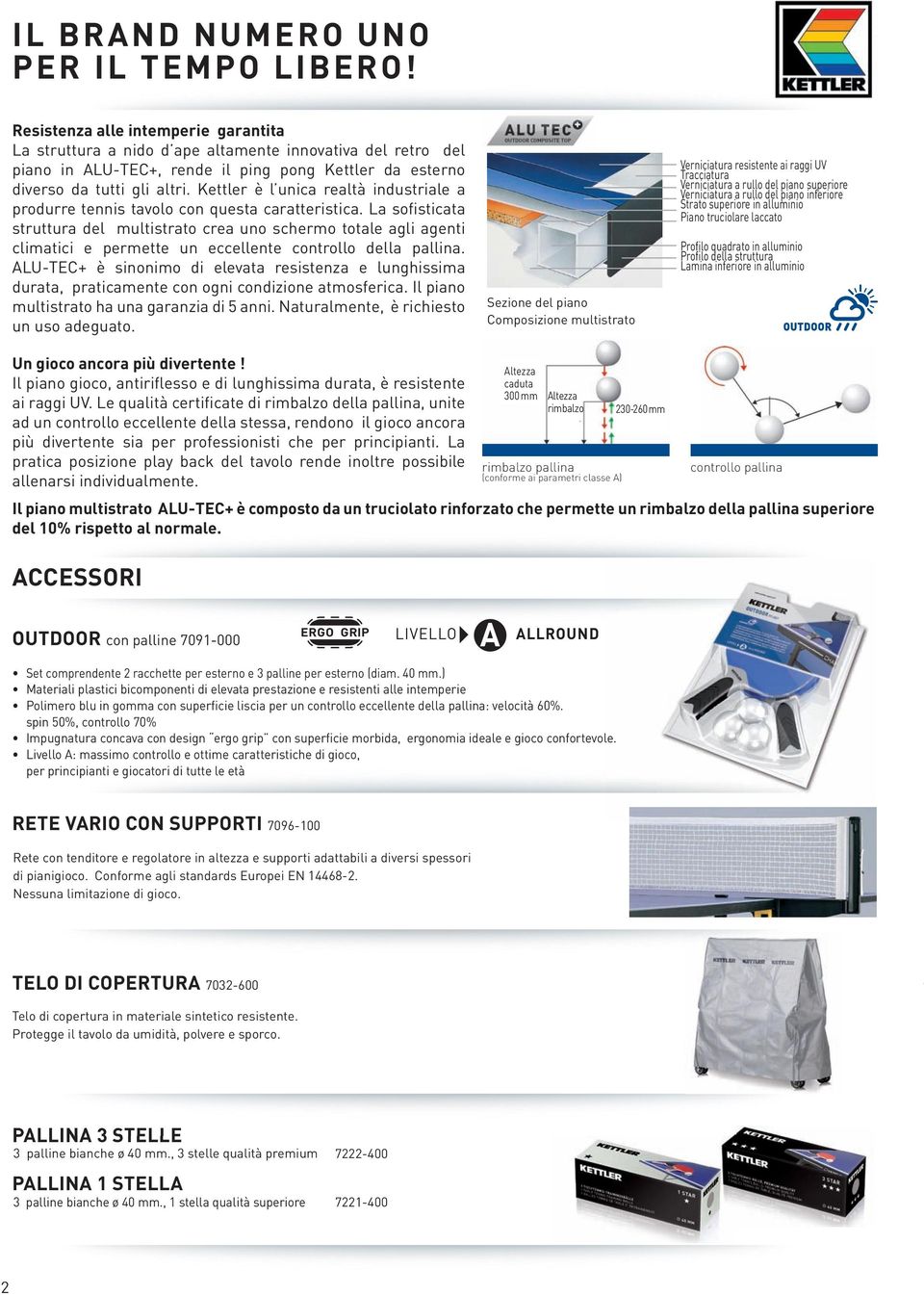 Kettler è l unica realtà industriale a produrre tennis tavolo con questa caratteristica.