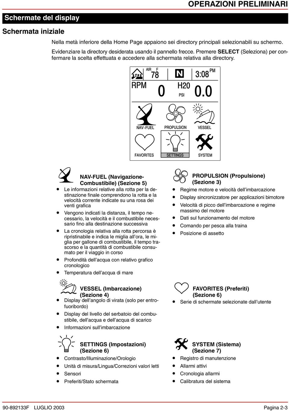 NAV-FUEL (Navigazione- Combustibile) (Sezione 5) Le informazioni relative alla rotta per la destinazione finale comprendono la rotta e la velocità corrente indicate su una rosa dei venti grafica