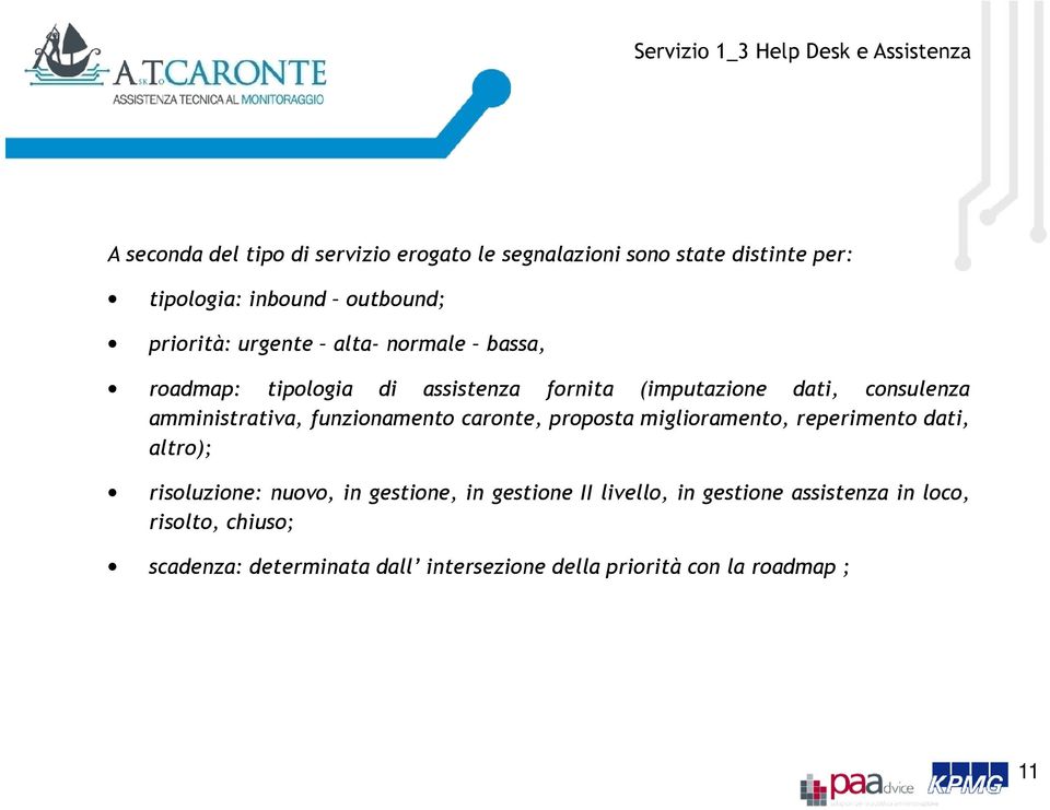 amministrativa, funzionamento caronte, proposta miglioramento, reperimento dati, altro); risoluzione: nuovo, in gestione, in