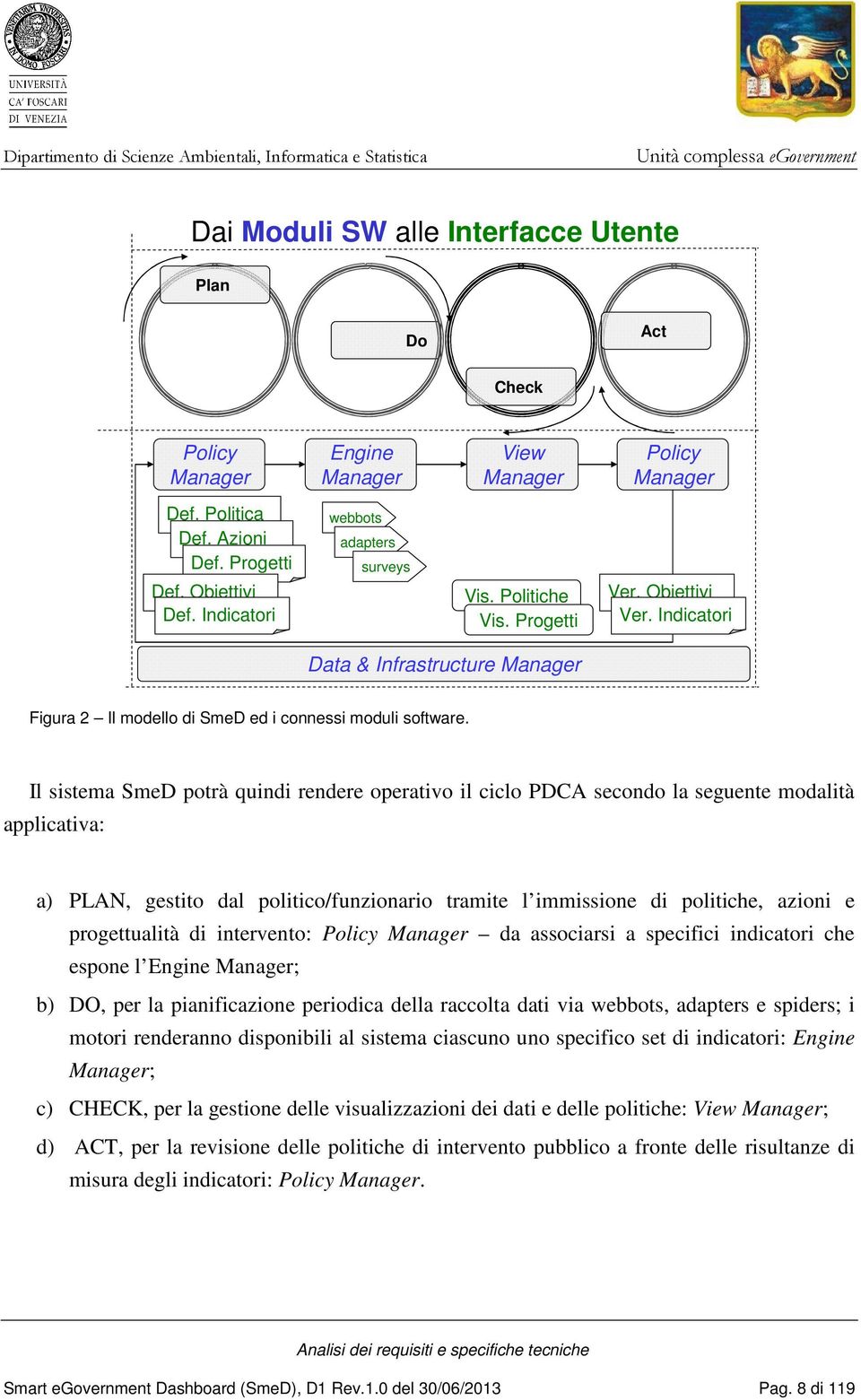 Il sistema SmeD potrà quindi rendere operativo il ciclo PDCA secondo la seguente modalità applicativa: a) PLAN, gestito dal politico/funzionario tramite l immissione di politiche, azioni e