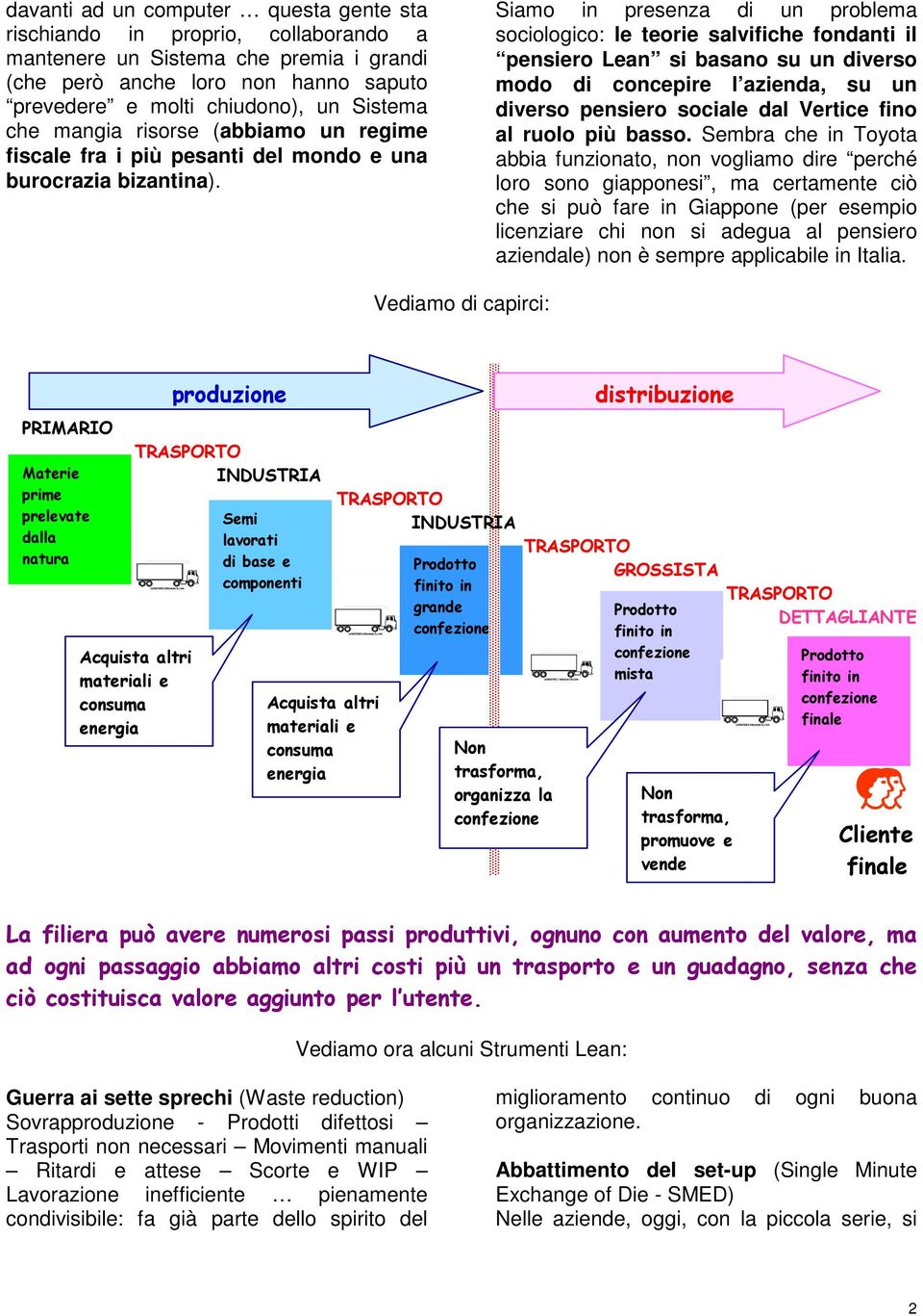 Siamo in presenza di un problema sociologico: le teorie salvifiche fondanti il pensiero Lean si basano su un diverso modo di concepire l azienda, su un diverso pensiero sociale dal Vertice fino al