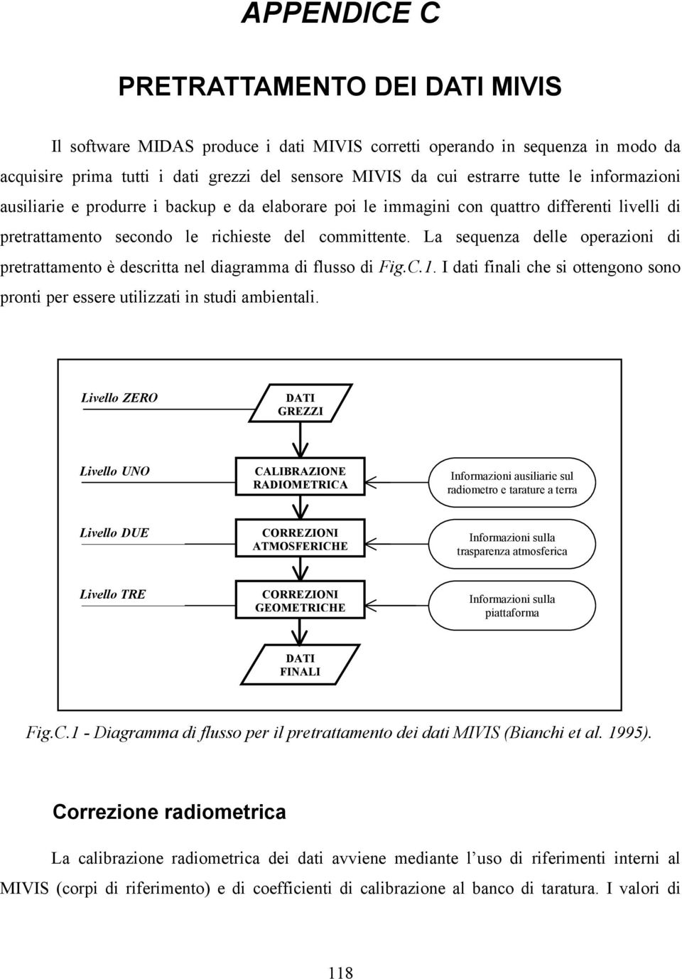 La sequenza delle operazioni di pretrattamento è descritta nel diagramma di flusso di Fig.C.1. I dati finali che si ottengono sono pronti per essere utilizzati in studi ambientali.