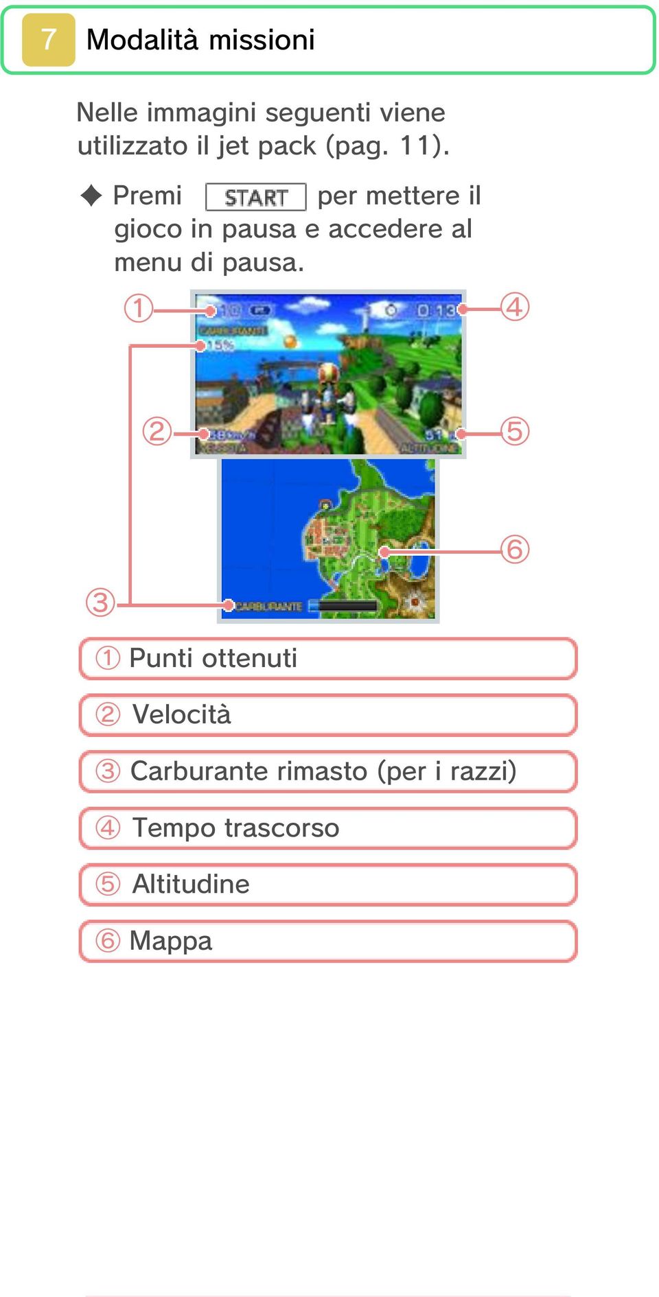 Premi per mettere il gioco in pausa e accedere al menu di pausa.