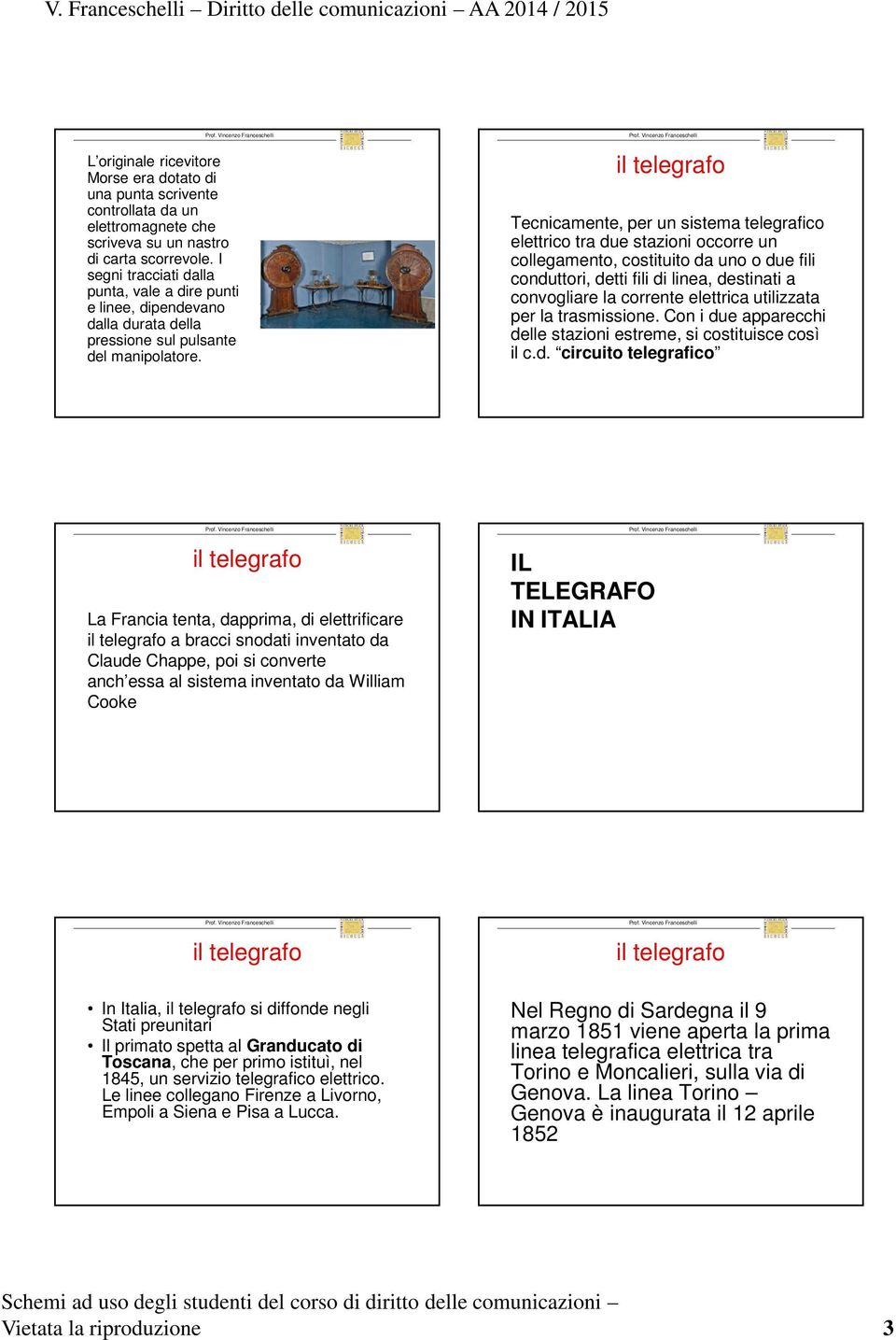 Tecnicamente, per un sistema telegrafico elettrico tra due stazioni occorre un collegamento, costituito da uno o due fili conduttori, detti fili di linea, destinati a convogliare la corrente