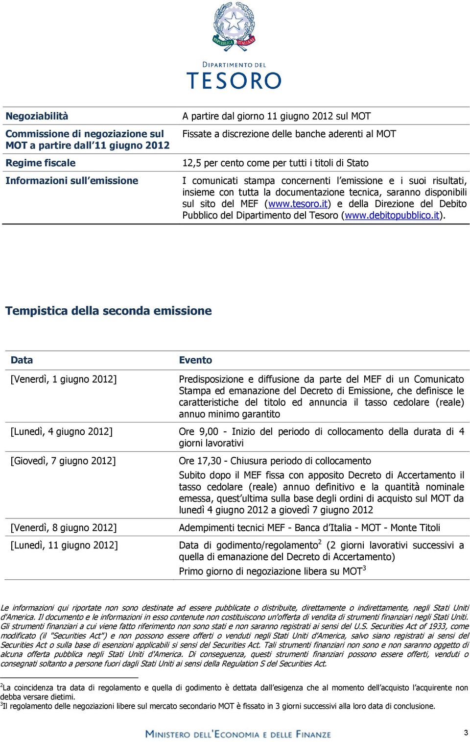 sul sito del MEF (www.tesoro.it) 