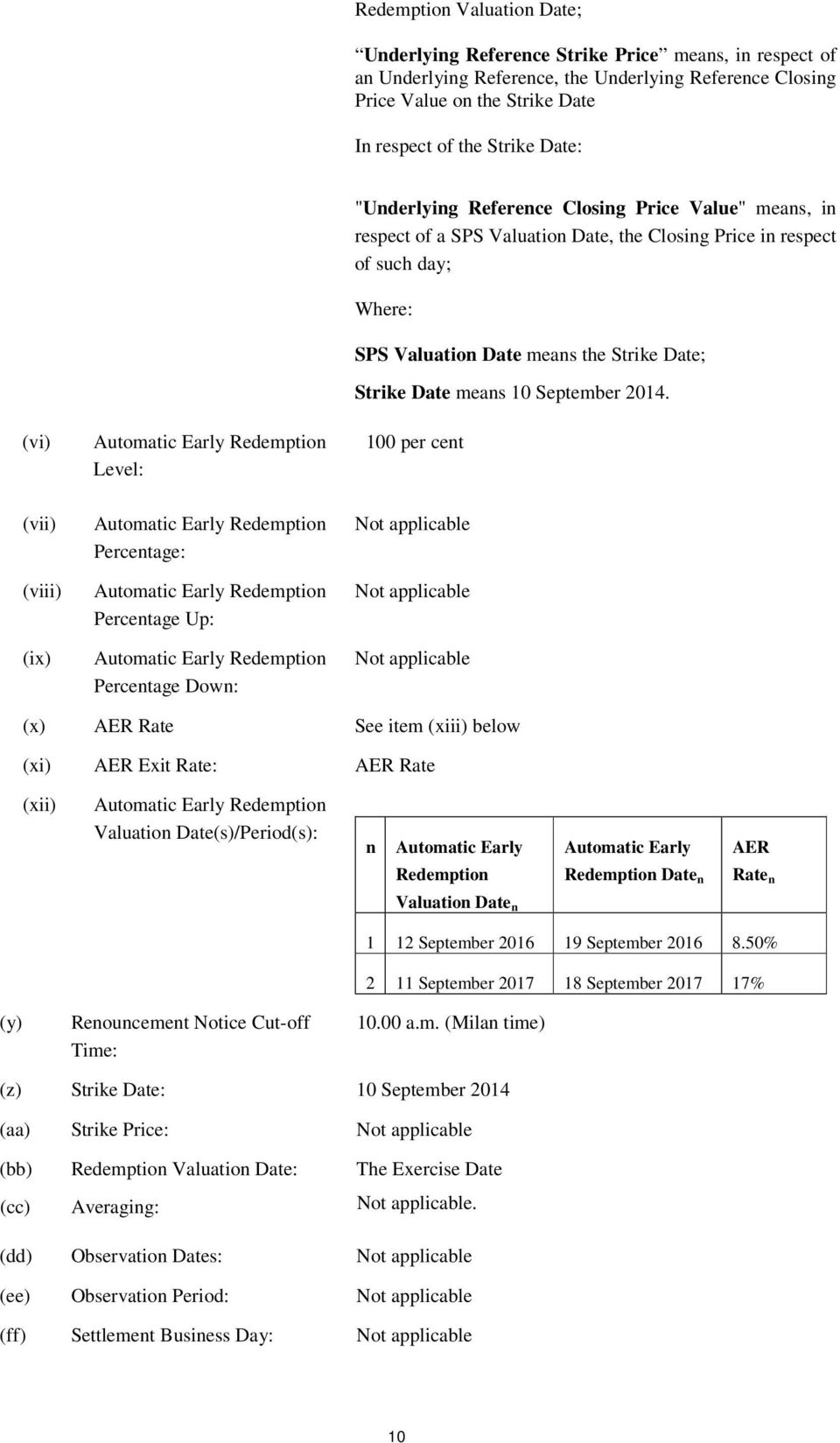 means the Strike Date; Strike Date means 10 September 2014.