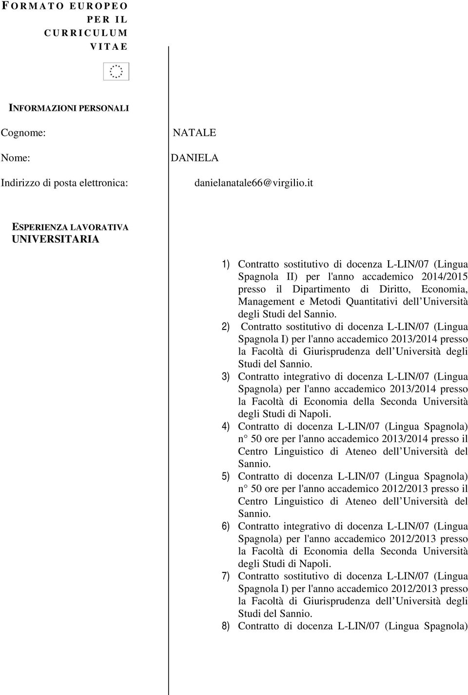 Metodi Quantitativi dell Università degli Studi del Sannio.